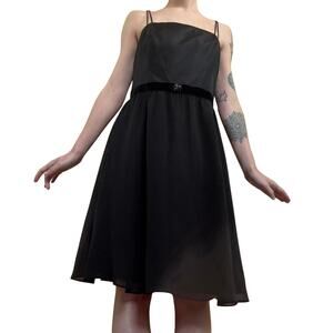 Vintage Ann Taylor Petites Black Party Dress 2P Silk Cocktail Party Dress